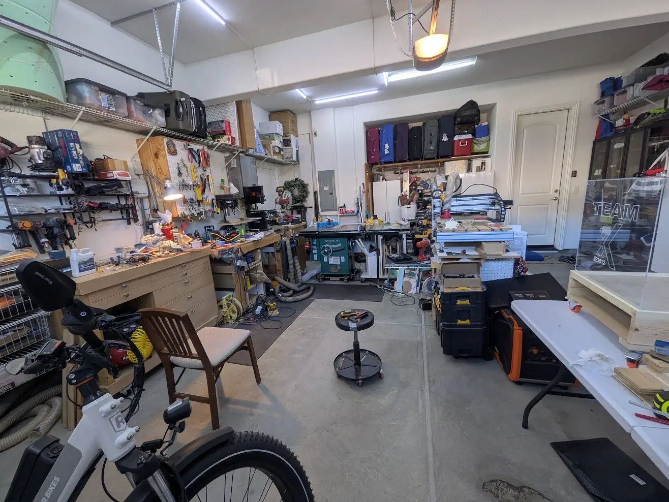 The garage the team builds in